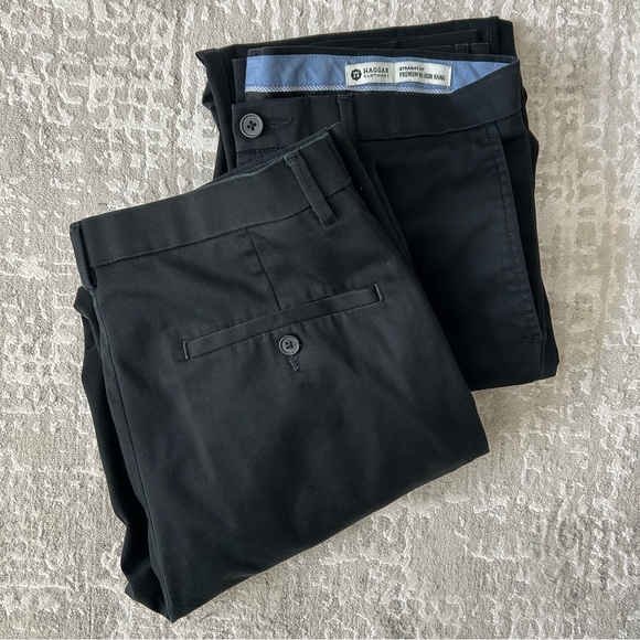 BUNDLE of 2 Haggar Clothing men’s straight fit premium no iron black khaki pants - Picture 1 of 11
